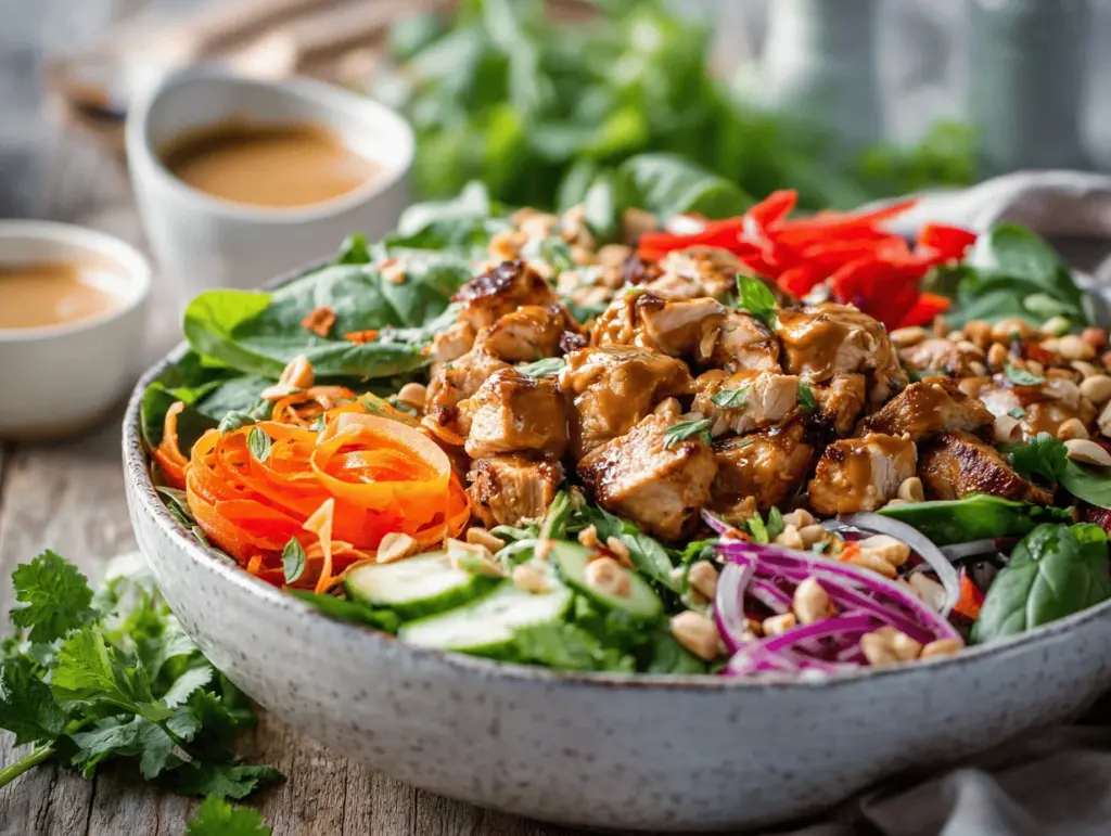 Thai Peanut Chicken Salad Bowls - featured image