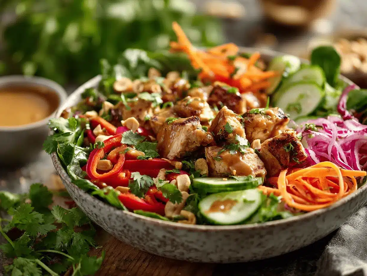Thai Peanut Chicken Salad Bowls preparation steps