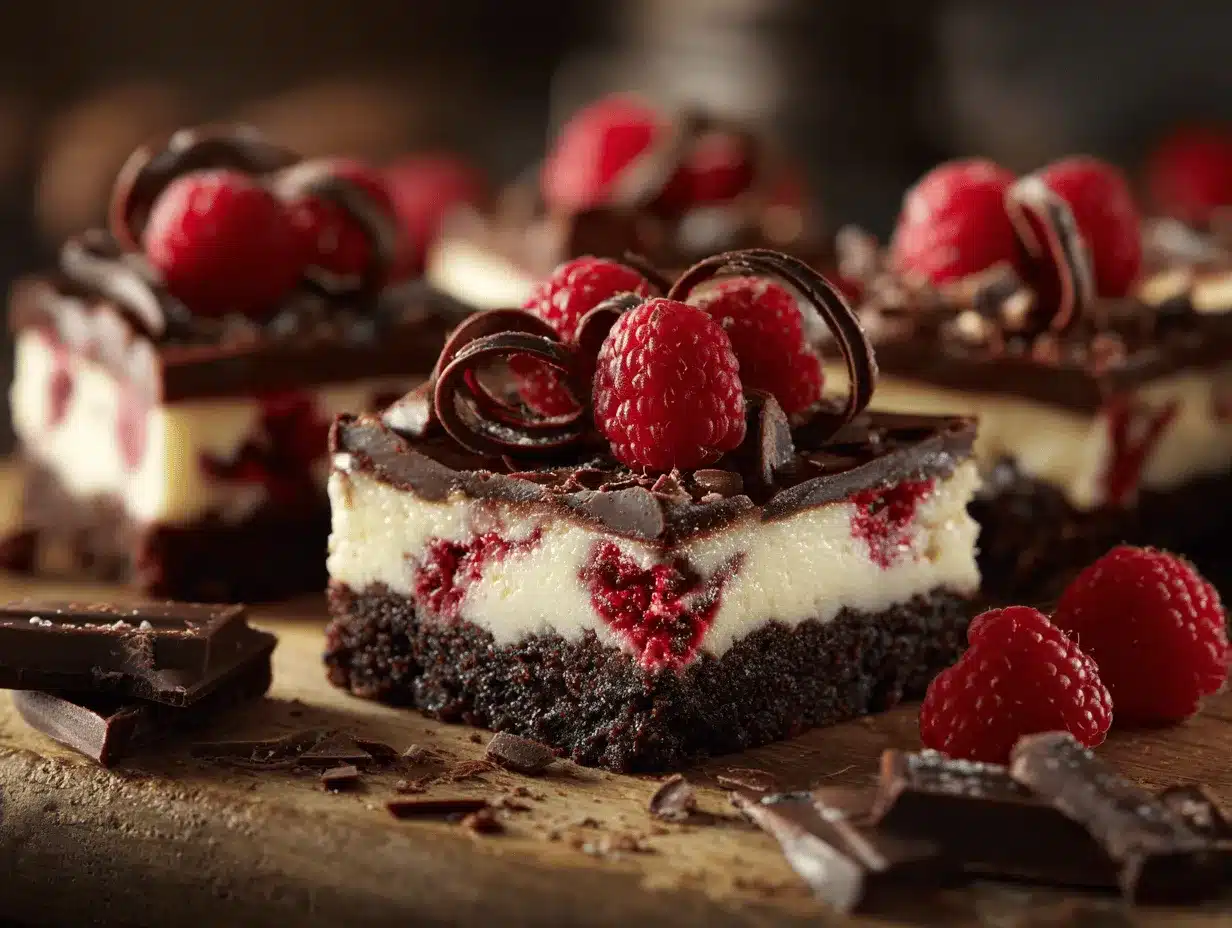 Triple Chocolate Raspberry Cheesecake Bars preparation steps