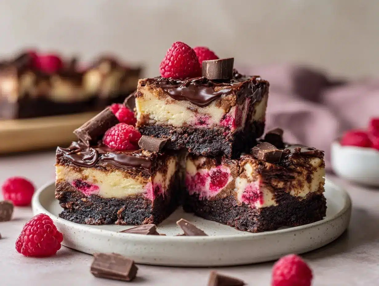 triple chocolate raspberry cheesecake bars preparation steps
