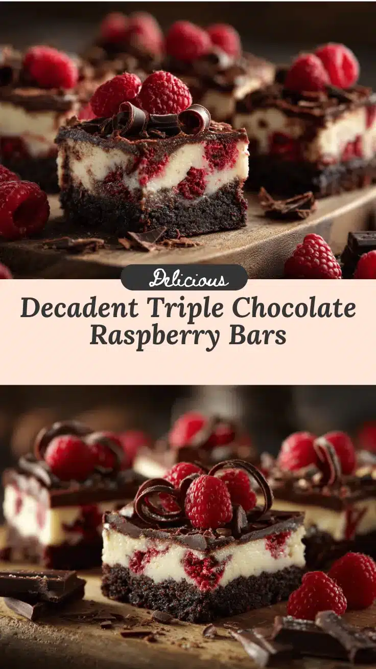Triple Chocolate Raspberry Cheesecake Bars recipe