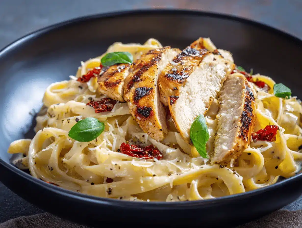 Tuscan Chicken Alfredo Pasta preparation steps