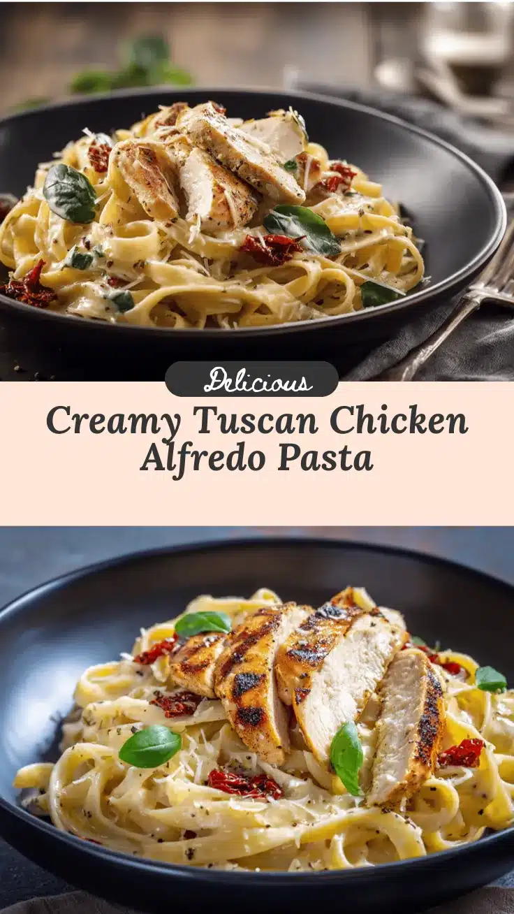Tuscan Chicken Alfredo Pasta recipe