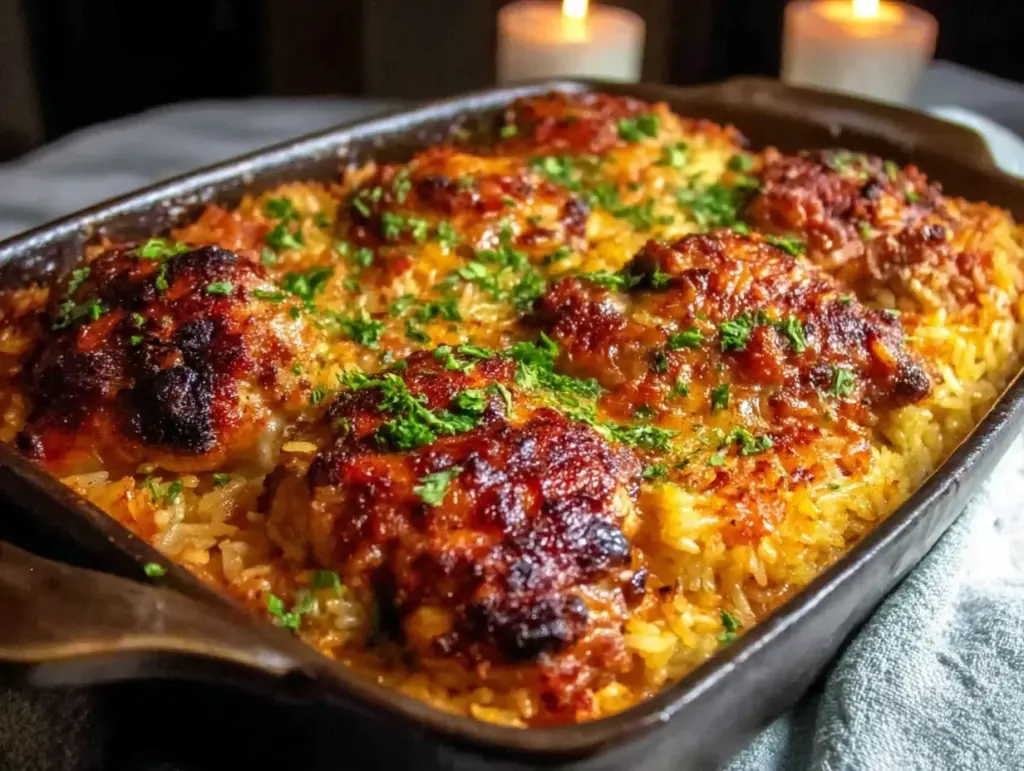 baked chicken and rice - featured image