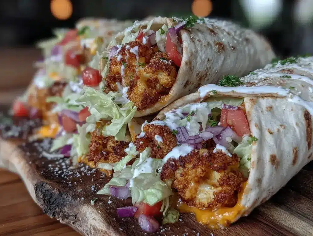 buffalo cauliflower wraps - featured image