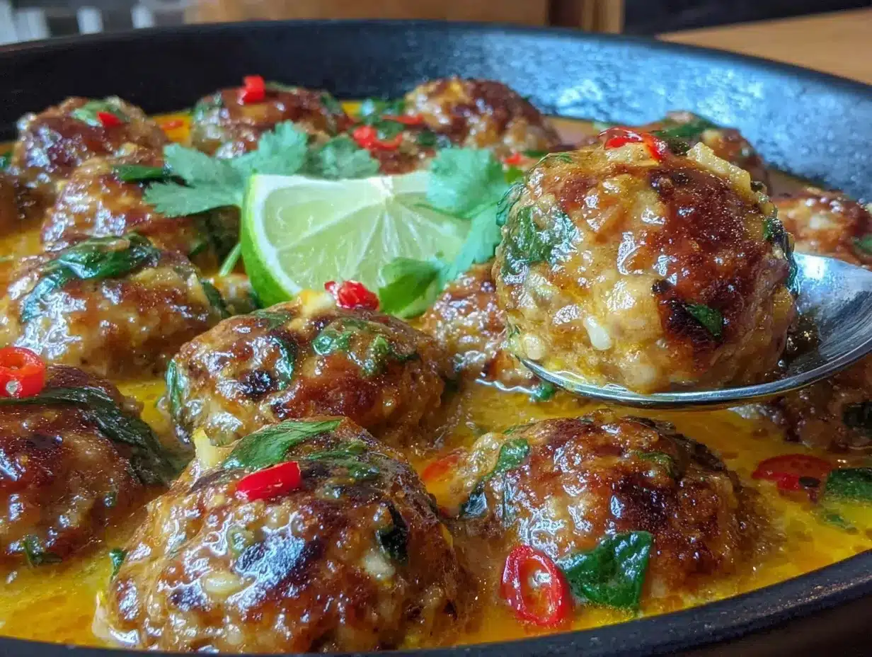 coconut curry chicken meatballs preparation steps