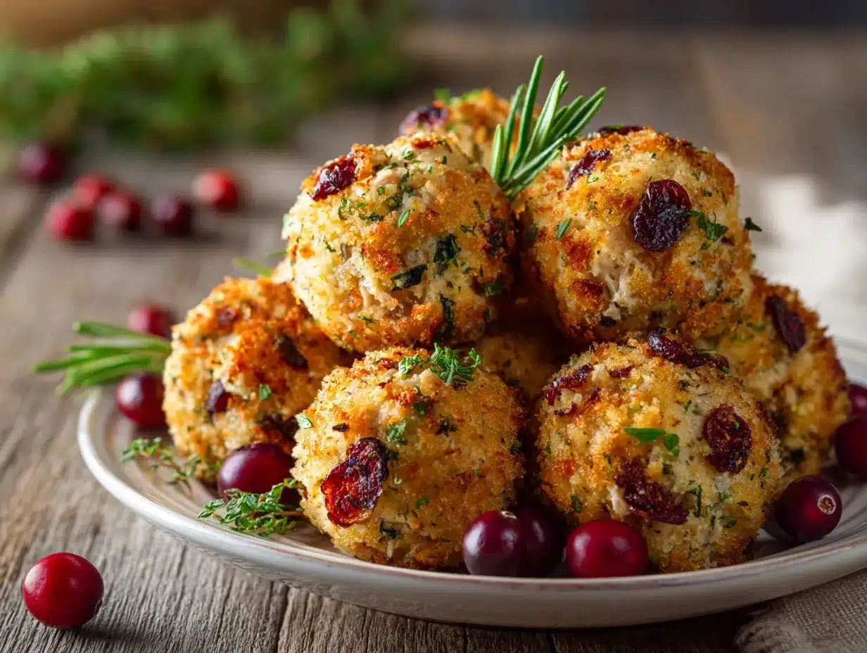 Cranberry Turkey Stuffing Balls preparation steps