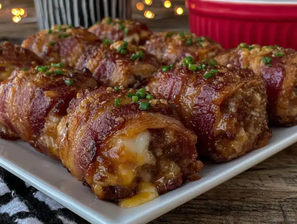 garlic butter bacon cheeseburger rollups - featured image