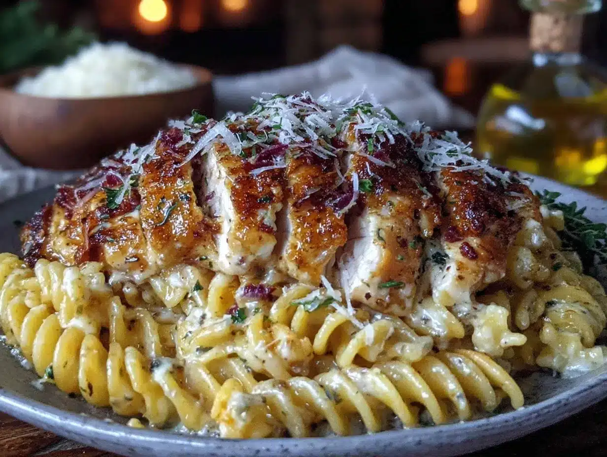 garlic parmesan chicken pasta preparation steps