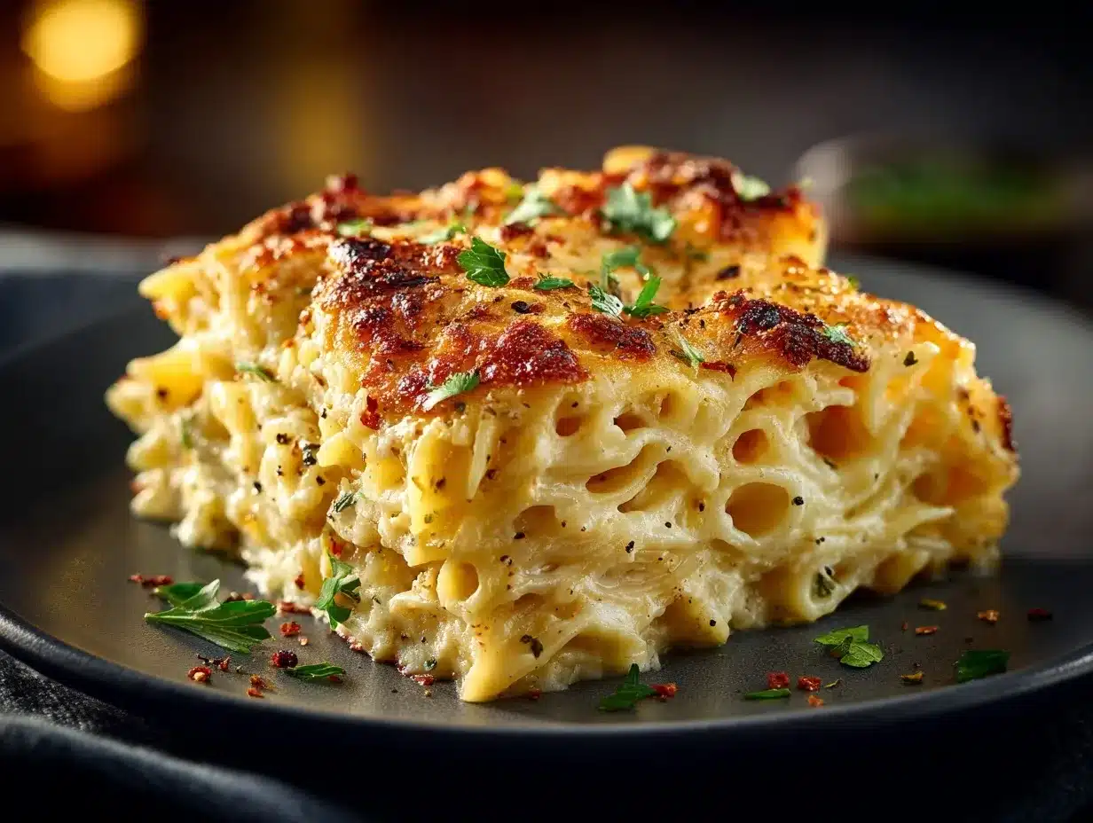 Garlic Parmesan Pasta Bake preparation steps