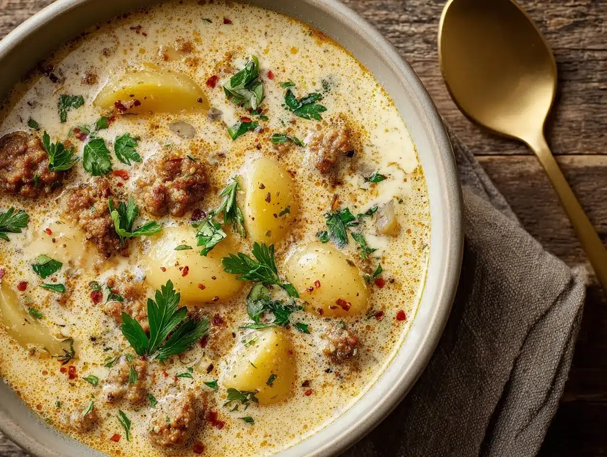 Italian sausage and potato soup preparation steps