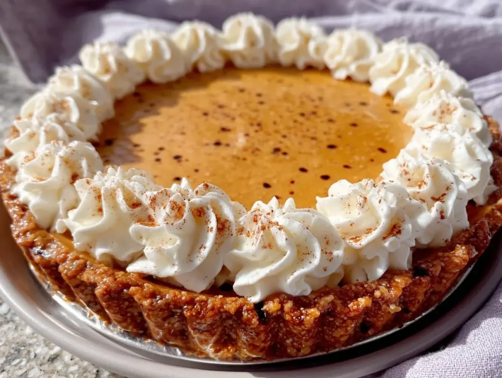 no bake marshmallow pumpkin pie - featured image