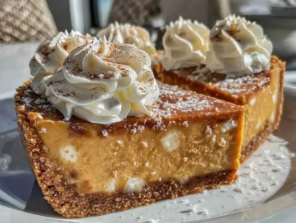 no bake marshmallow pumpkin pie - featured image