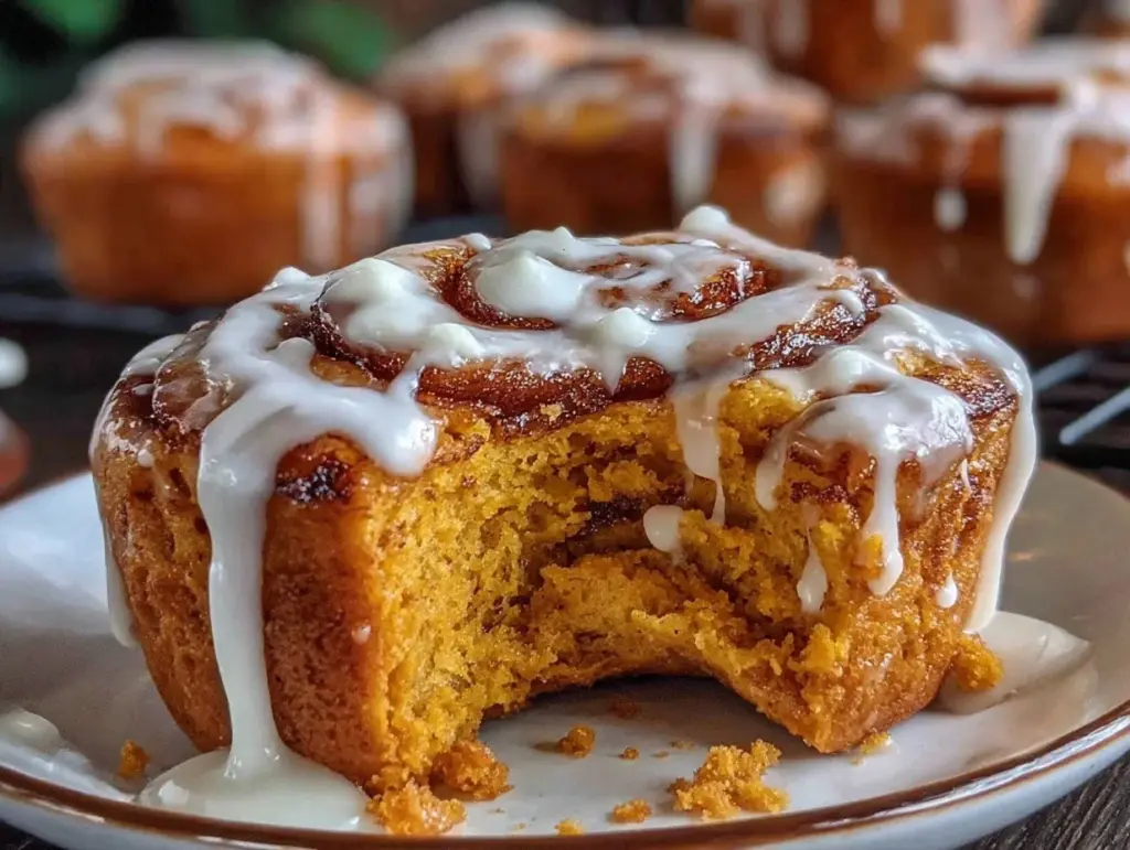 pumpkin cinnamon roll muffins - featured image