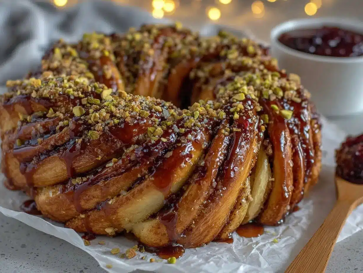 raspberry pistachio wreath preparation steps