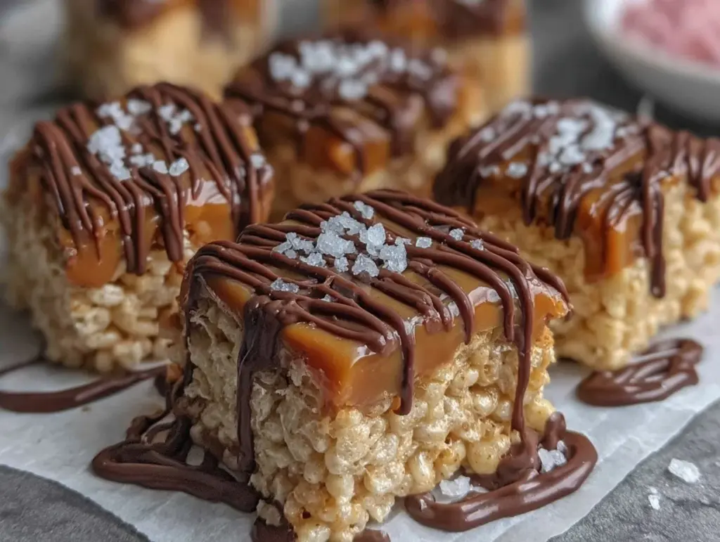 salted caramel Rice Krispie treats - featured image