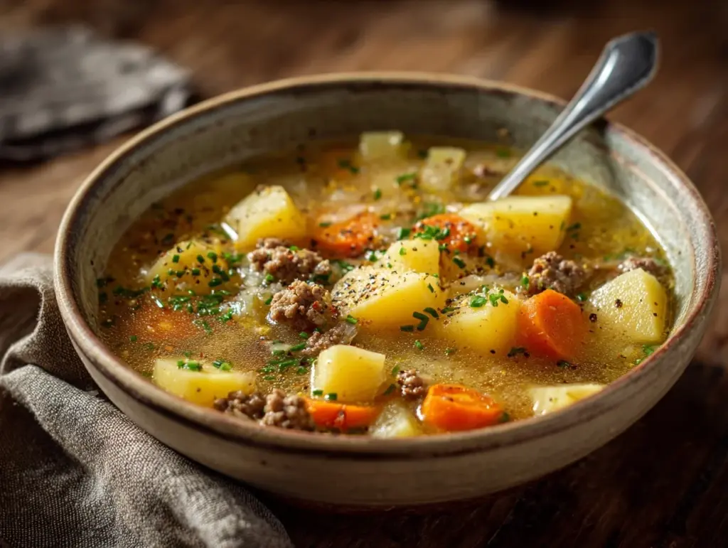 slow cooker potato beef soup - featured image