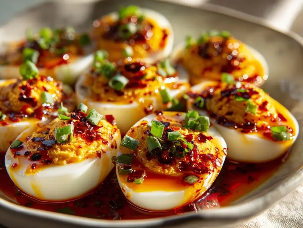 Spicy Chili Garlic Deviled Eggs - featured image
