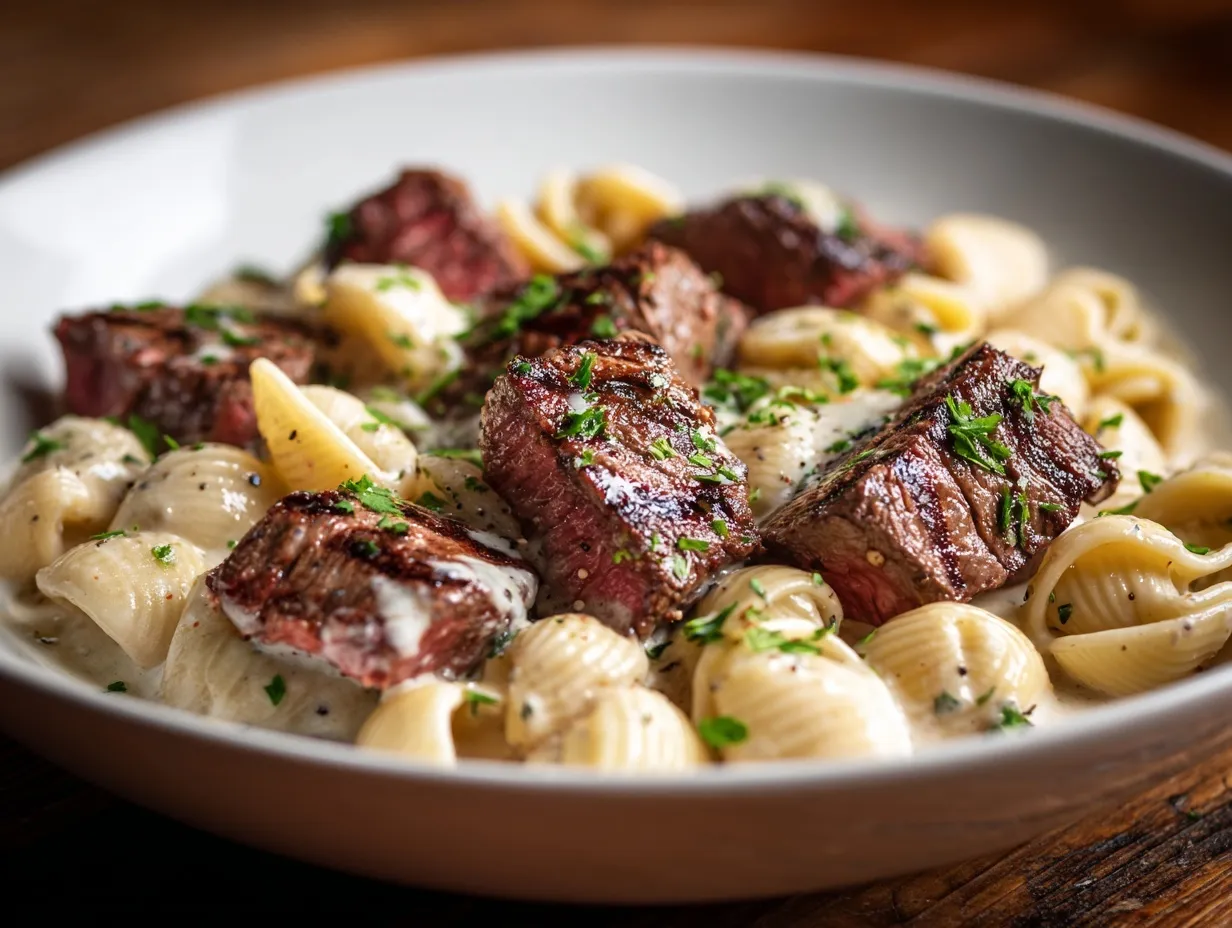 Steak Bites Pasta preparation steps