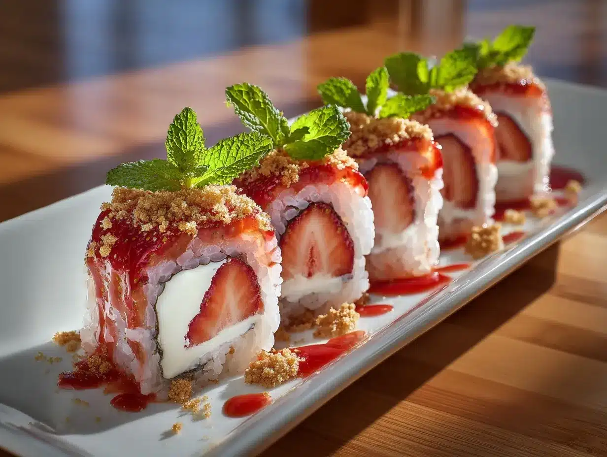 Strawberry Shortcake Sushi Rolls preparation steps