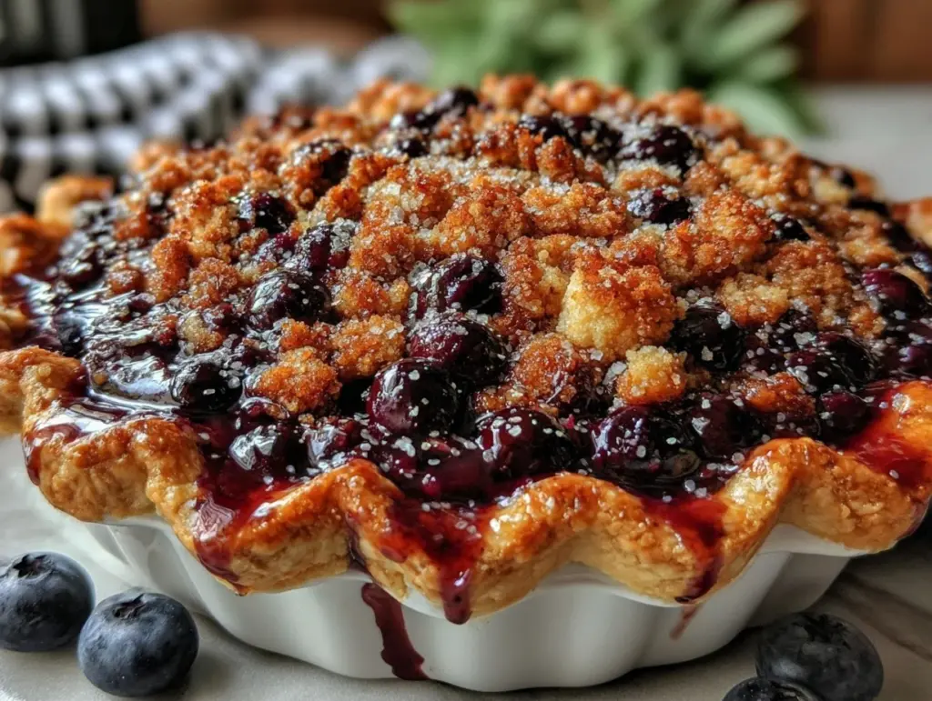 blueberry crumble pie - featured image