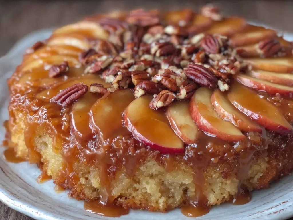 caramel apple upside-down cake - featured image
