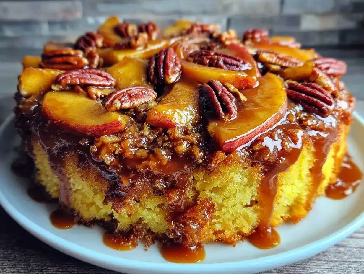 caramel apple upside-down cake preparation steps