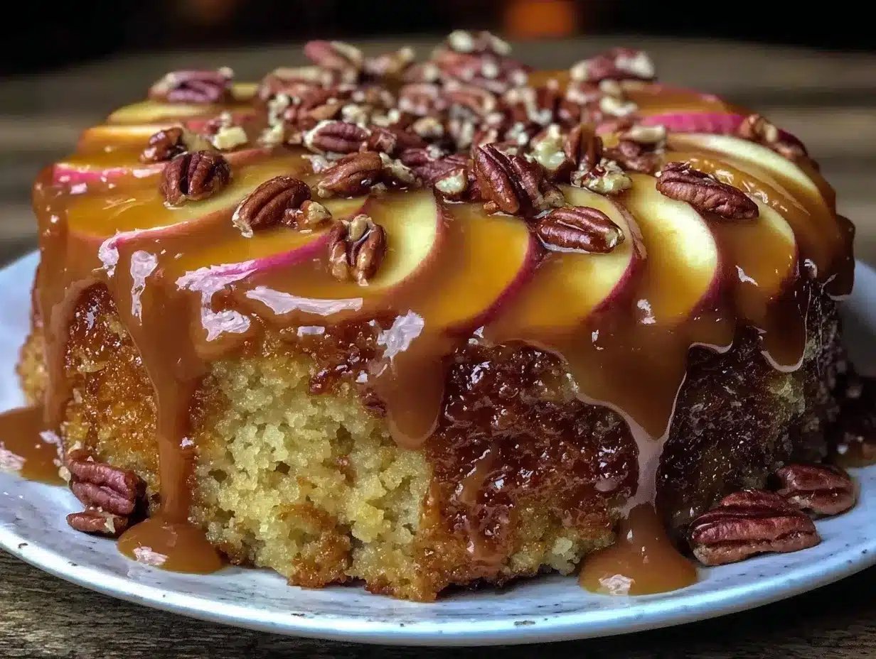 caramel apple upside-down cake preparation steps