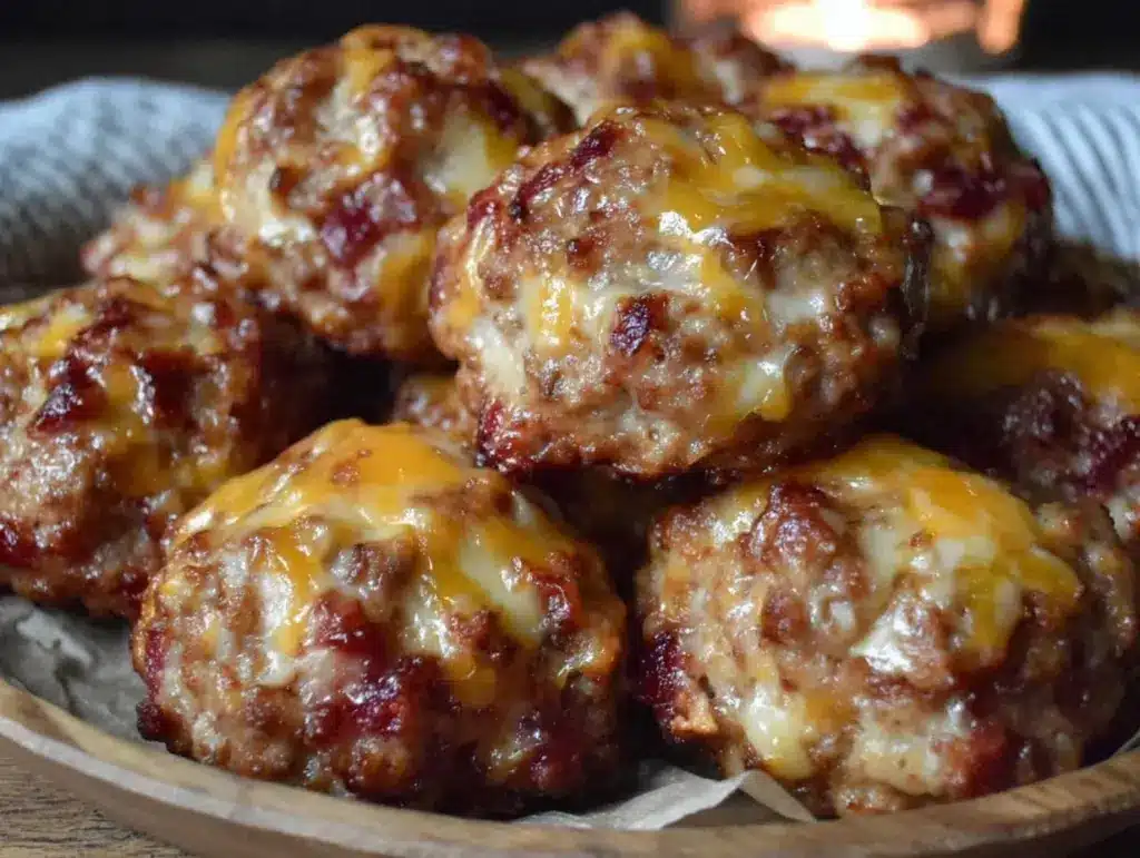 cheesy cream cheese sausage balls - featured image