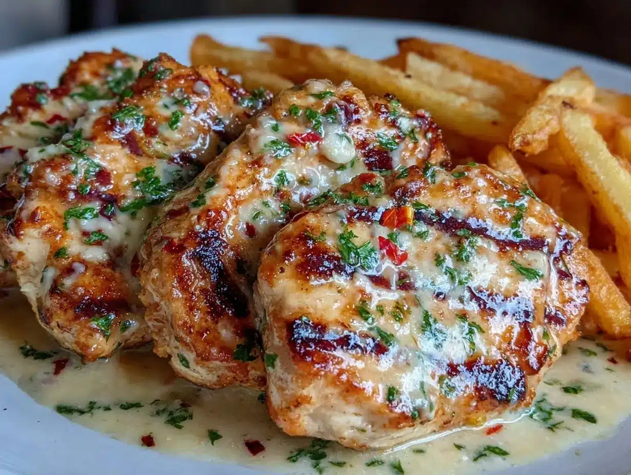 chicken fillet in garlic-Parmesan sauce preparation steps