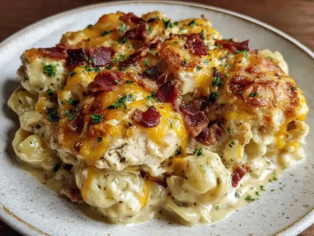 cozy chicken casserole recipe - featured image