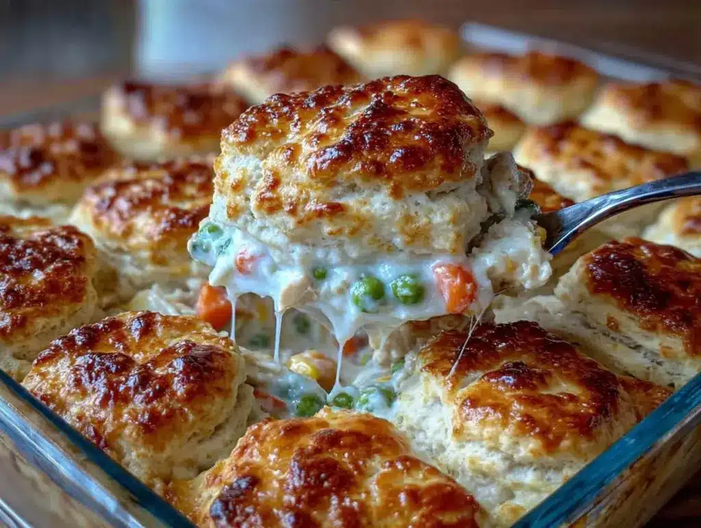 cozy chicken pot pie with biscuits - featured image