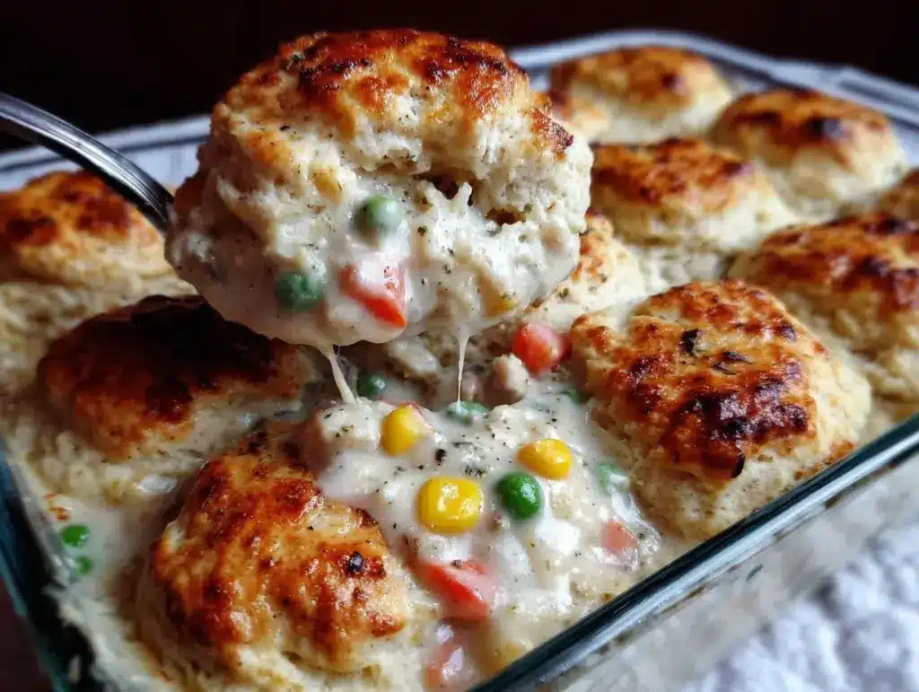 cozy chicken pot pie with biscuits - featured image
