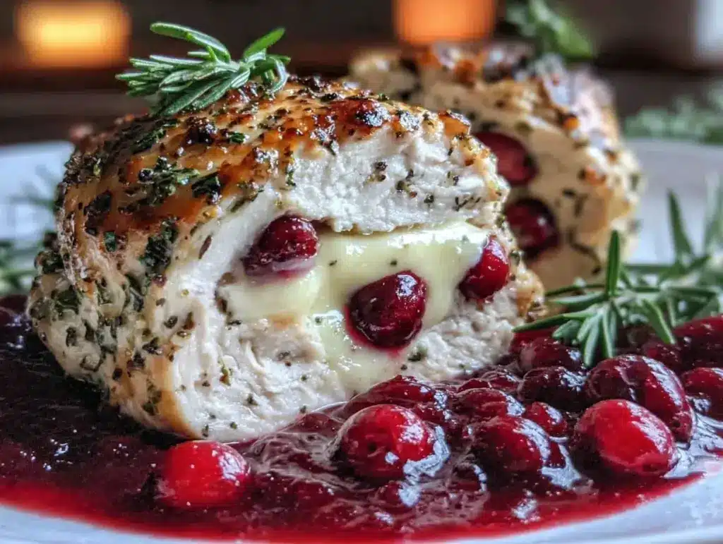cranberry brie stuffed chicken - featured image
