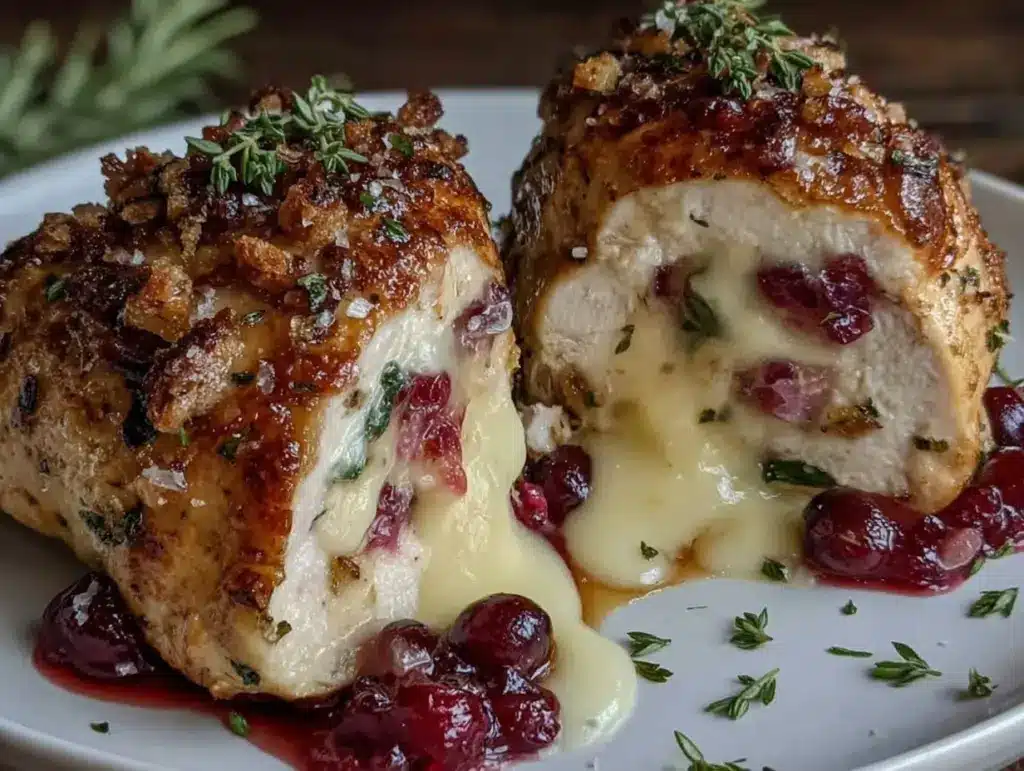 cranberry brie stuffed chicken - featured image