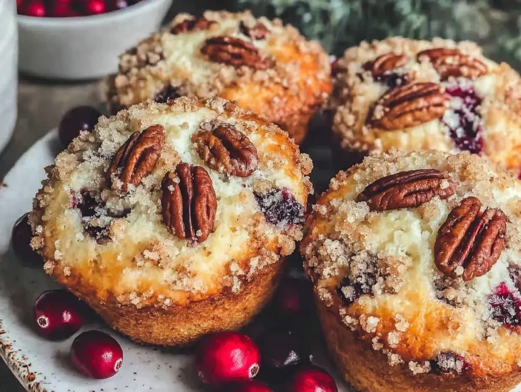 cranberry orange pecan muffins - featured image