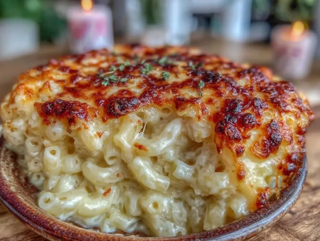 creamy baked mac and cheese - featured image