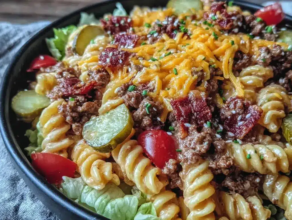 creamy big mac pasta salad - featured image
