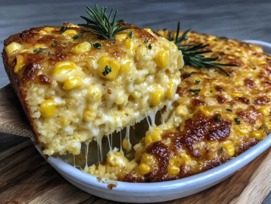 creamy cheesy corn casserole - featured image