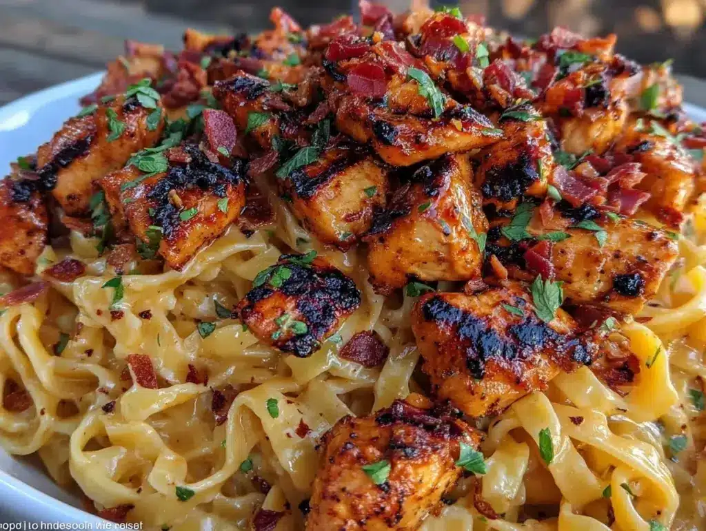 creamy cowboy butter chicken linguine - featured image