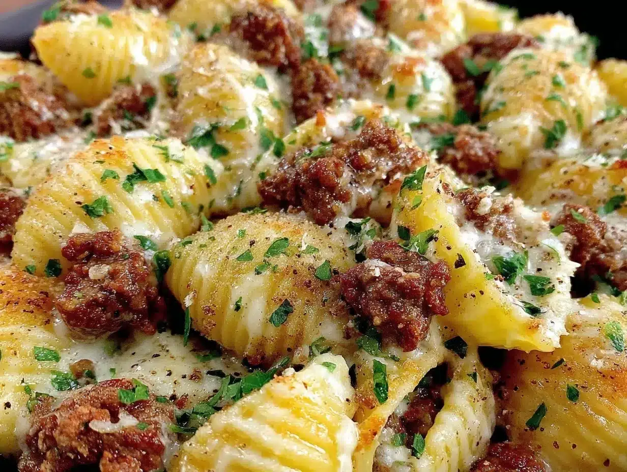 creamy crockpot cheesy ranch beef pasta shells preparation steps