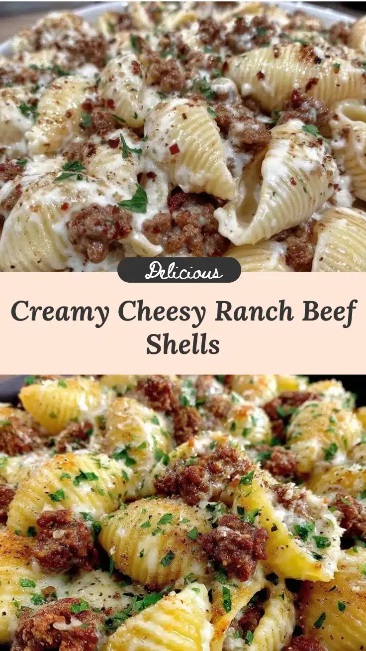 creamy crockpot cheesy ranch beef pasta shells recipe