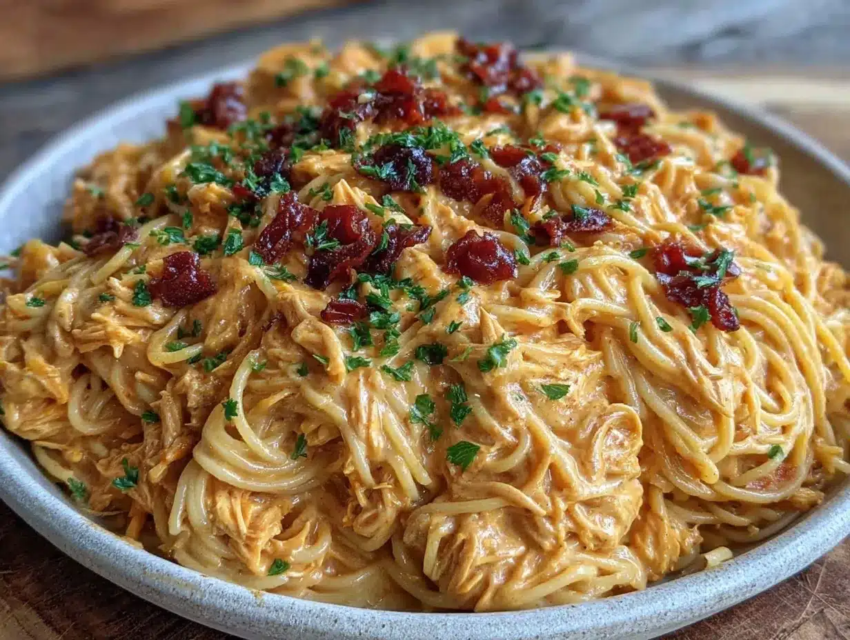 creamy crockpot chicken spaghetti preparation steps