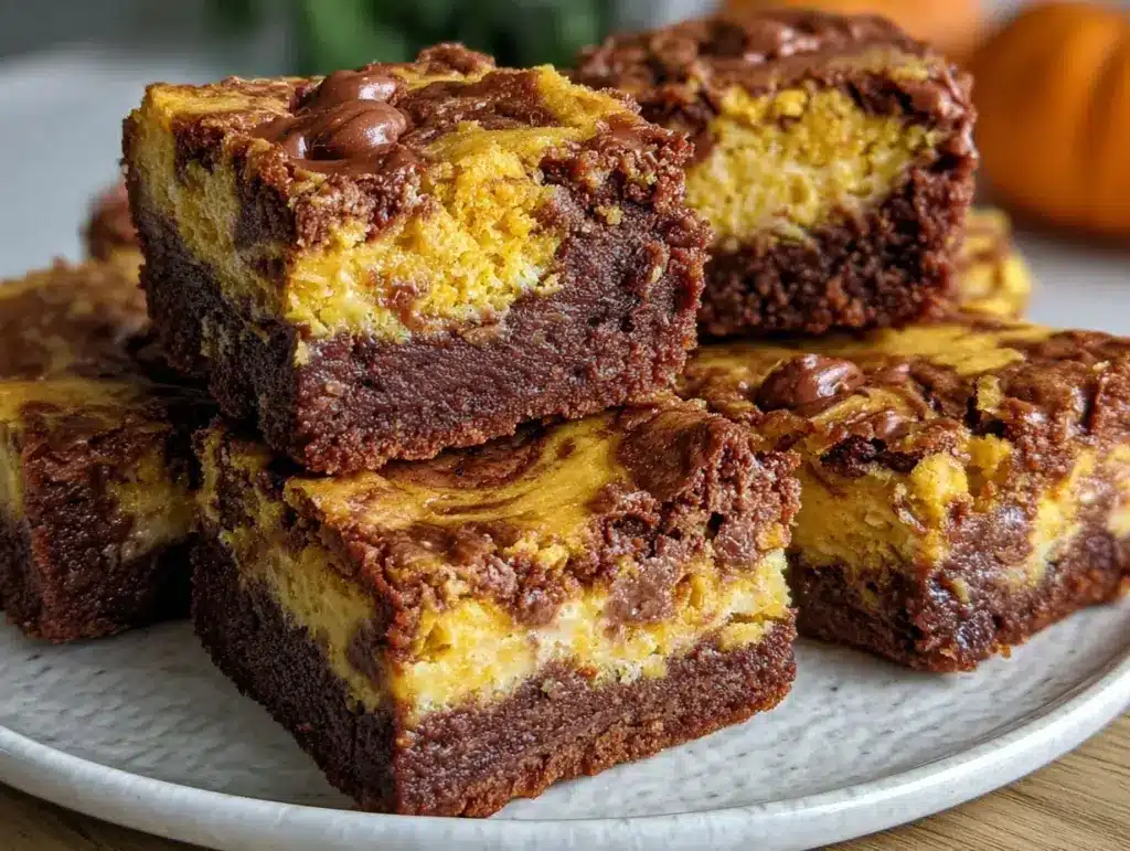 creamy pumpkin cheesecake brownies - featured image