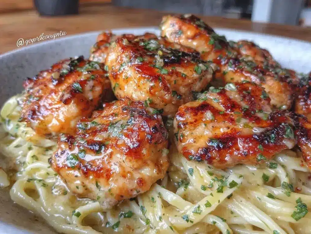 crispy garlic butter chicken bites - featured image