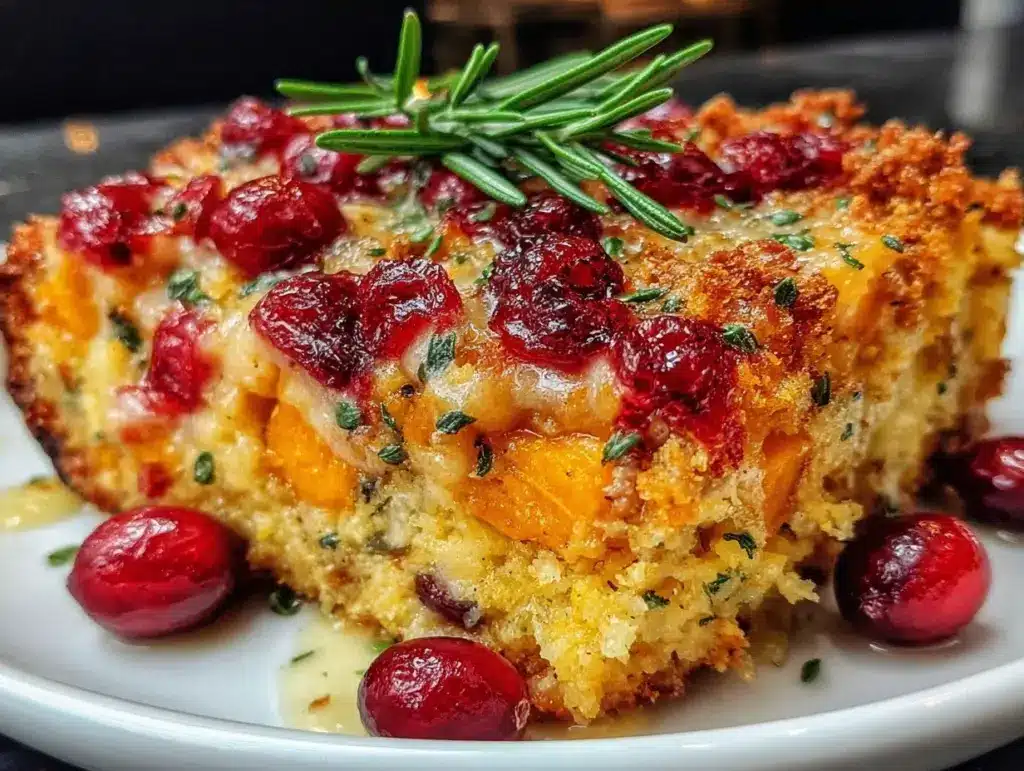 crispy sweet potato and cranberry gratin - featured image