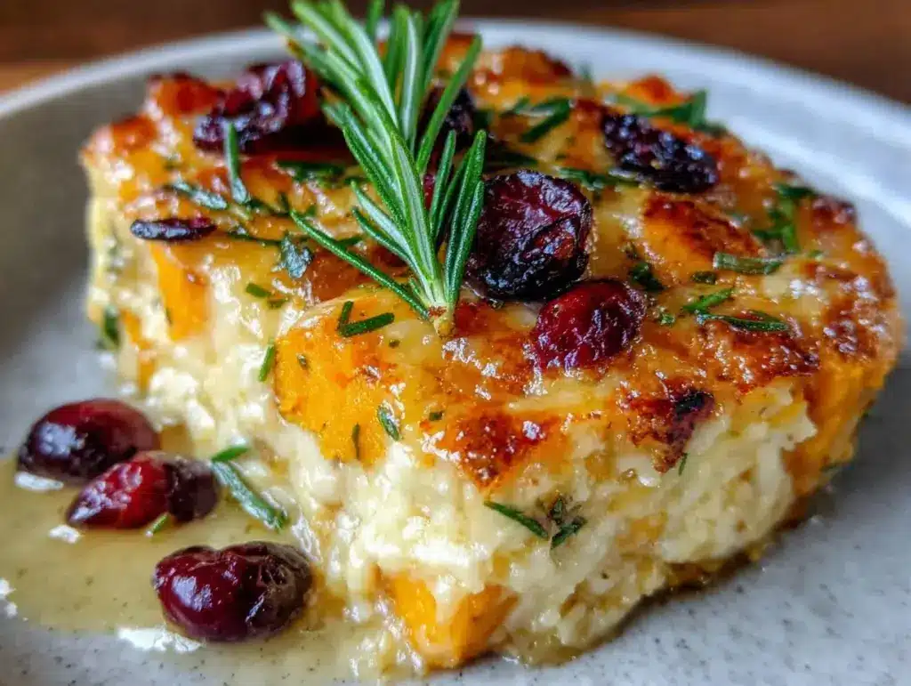 crispy sweet potato cranberry gratin - featured image
