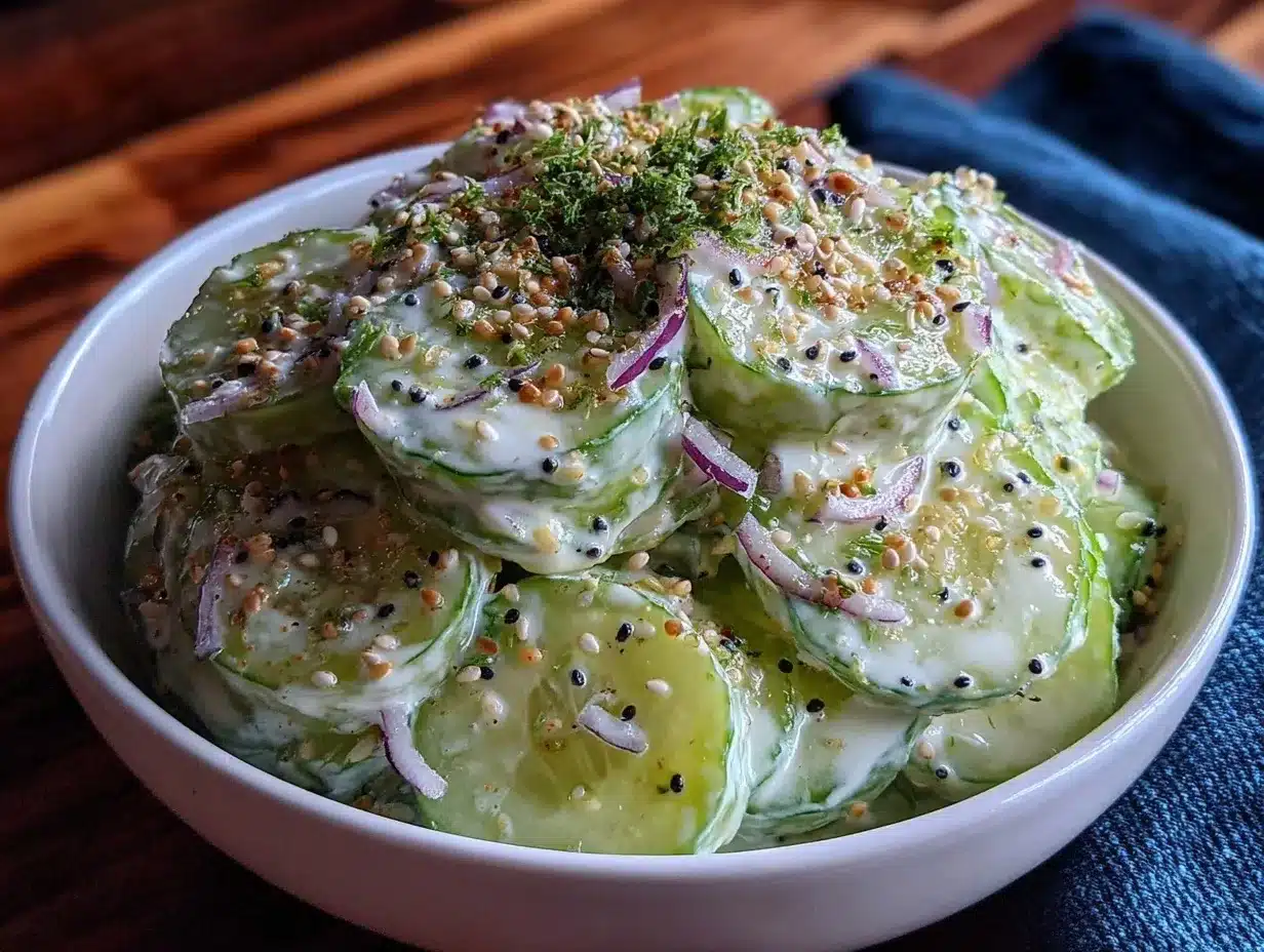 Crunchy Cucumber Everything Bagel Salad preparation steps