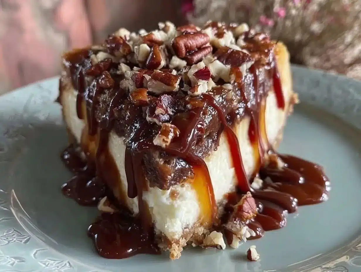 decadent turtle cheesecake preparation steps