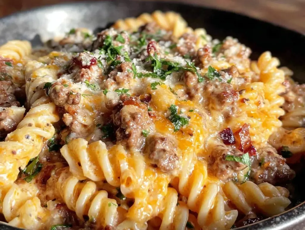 easy cheesy ground beef pasta - featured image